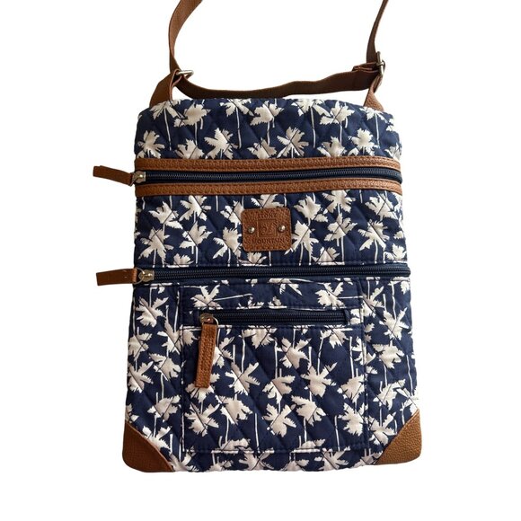 Stone Mountain Quilted Crossbody Bag With Floral Palm Print & Faux Leather Trim - Picture 4 of 10